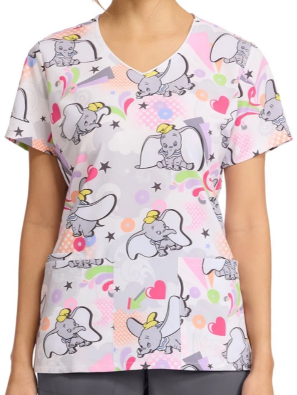 Dumbo Cherokee Tooniforms Disney V Neck Scrub Top